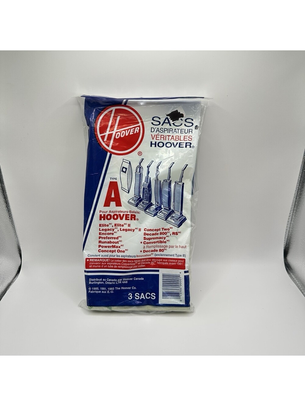 HOOVER Vacuum Cleaner Bags - Type A - Package of 3 - Brand New